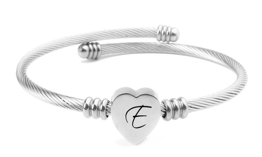 Image 6: Heart Cable Initial Bracelet