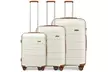 KONO One or Three Piece Classic Cream and Brown Hard Shell Suitcases with TSA Lock - Image 4