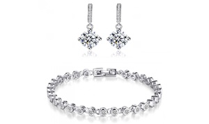 Tennis Bracelet and Optional Earrings with Crystals from Swarovski®