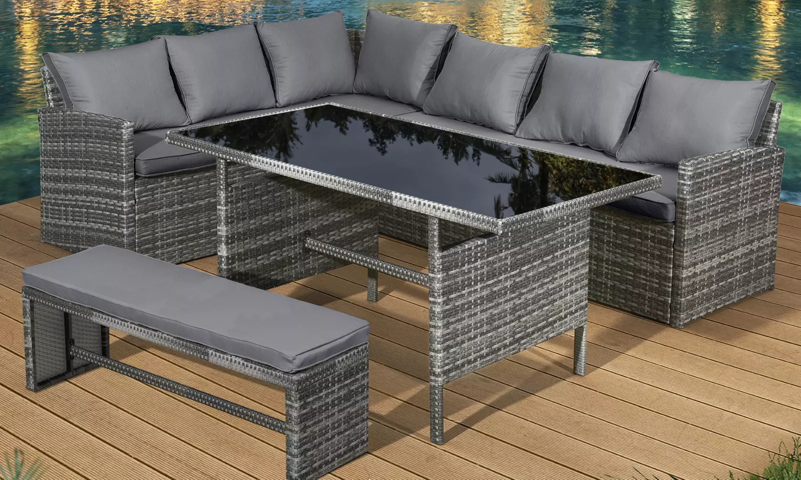 Oseasons Seven- or Eight-Seater Rattan-Effect Dining Set - Primary Image