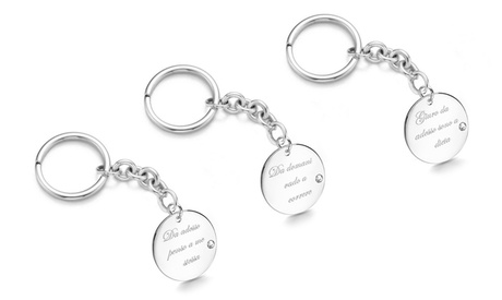 Portachiavi Intention con cristallo Swarovski® con frasi incise disponibile in 5 modelli