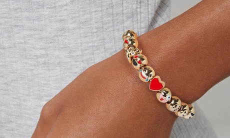 1 o 2 bracciali Emoji placcato oro 18 carati disponibile in 2 dimensioni e con confezione regalo colorata