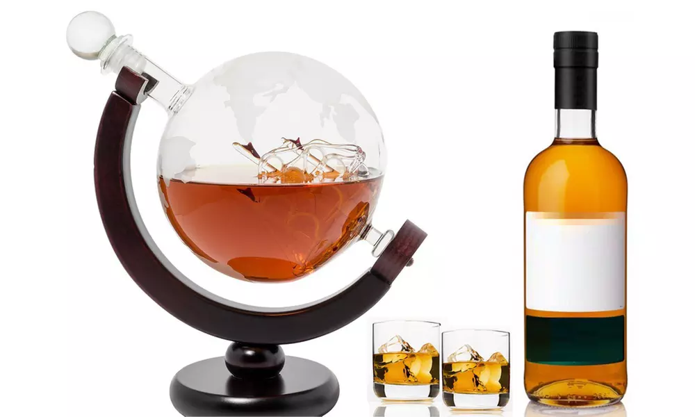 World Globe Decanter with Antique Glass Ship - Primary Image