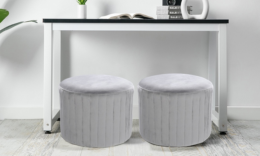 Image 2: Round Velvet Stool, Soft Upholstery and Plush Comfort