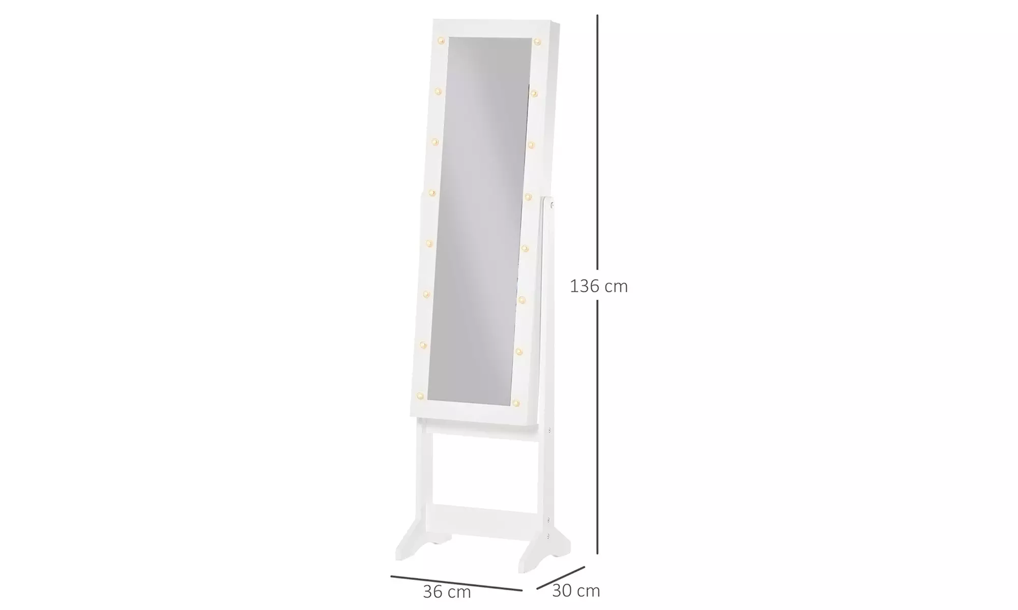HomCom Free Standing LED Mirrored Jewellery Cabinet