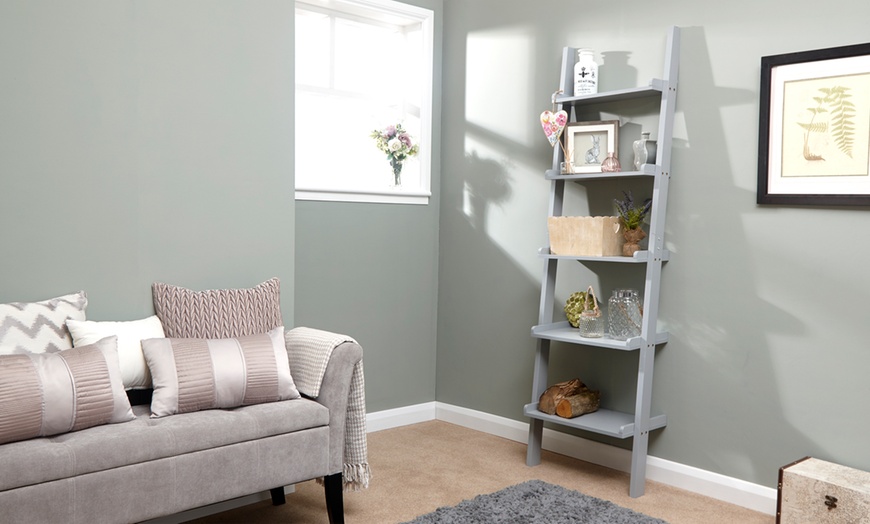 Image 3: Grey or White Ladder Shelf