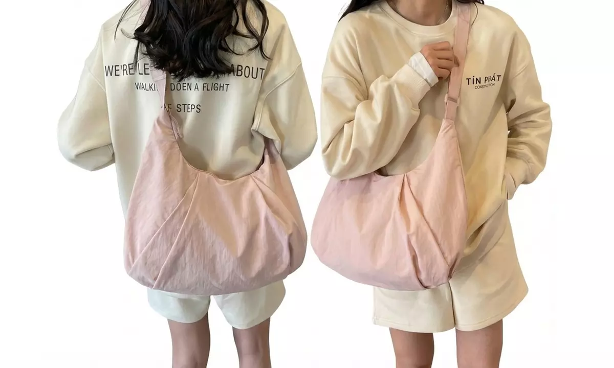 Nylon Crescent Crossbody Bag with Adjustable Strap for Women