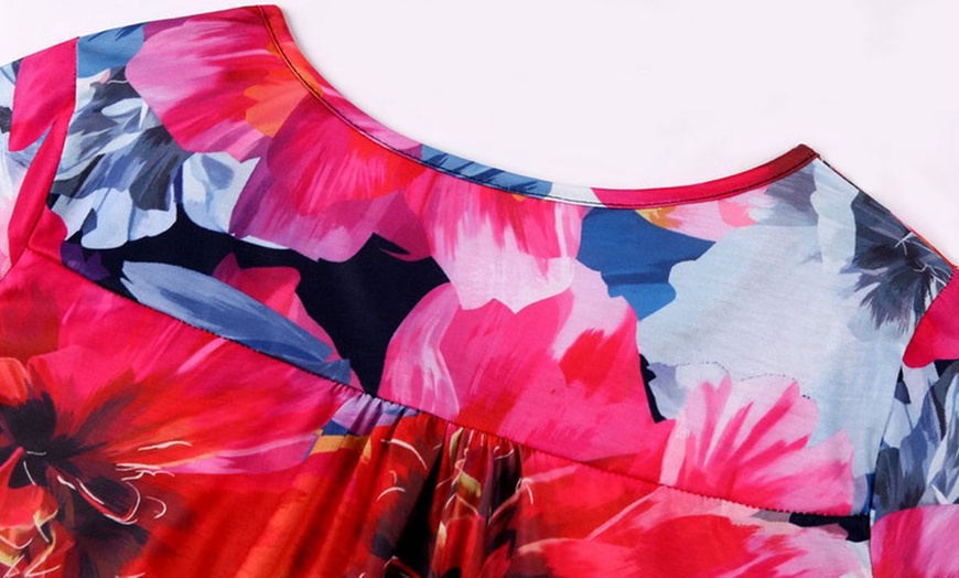 Image 7: Women's Button Up Summer Short Sleeve Casual Tops Tunic Shirts Blouses