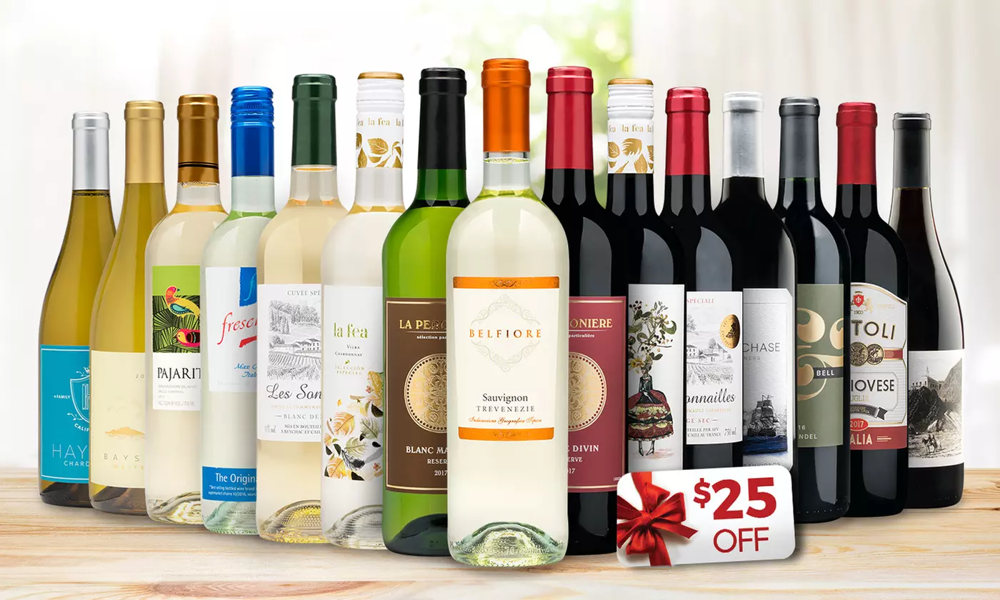 15 Bottles of Wine and $25 e-Voucher from Wine Insiders (79% Off)   - Primary Image