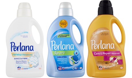 8 flaconi di detersivo Perlana da 1500 ml per un massimo di 200 lavaggi, disponibili in varie tipologie