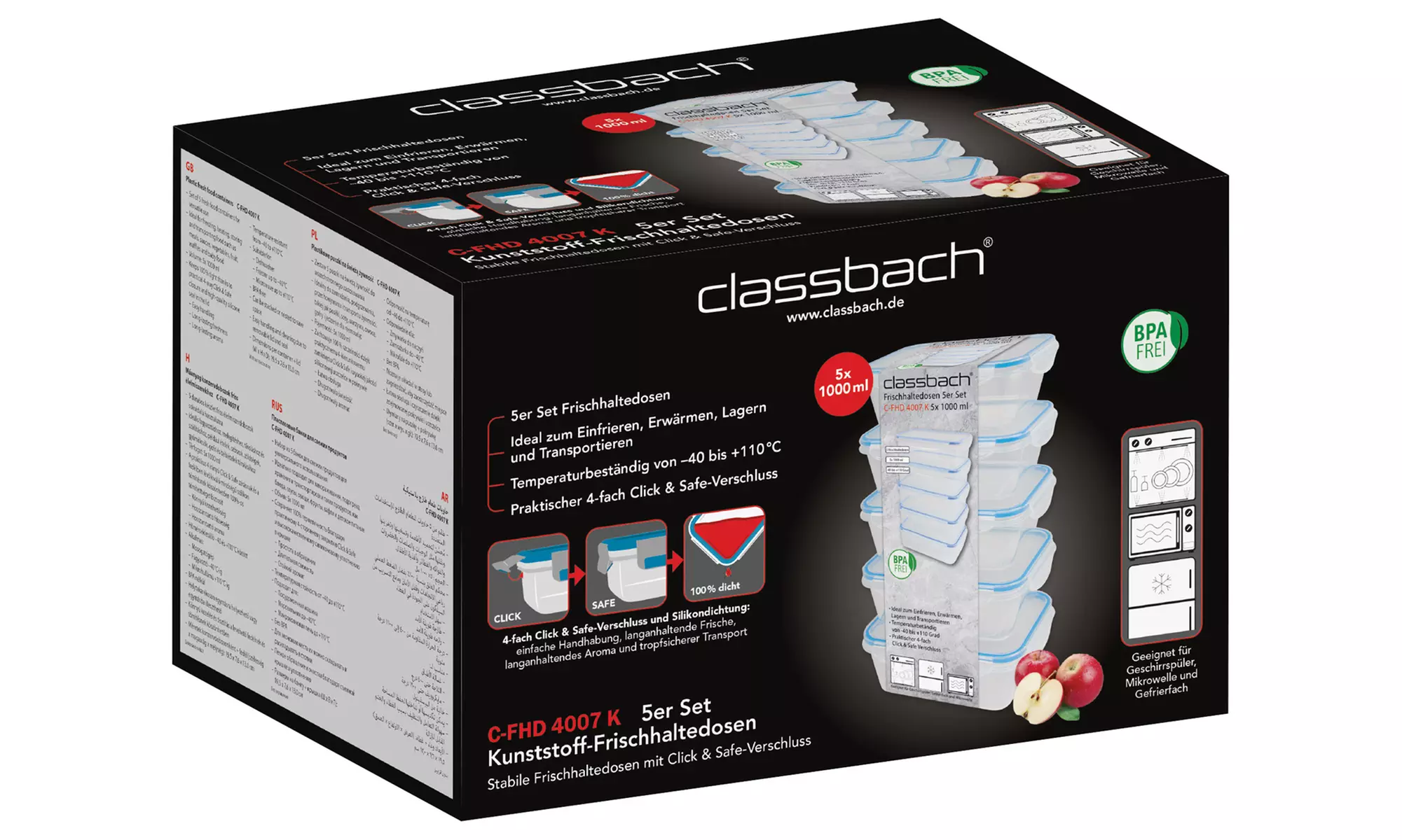 Bis zu 14-teiliges Set Classbach Aufbewahrungsboxen