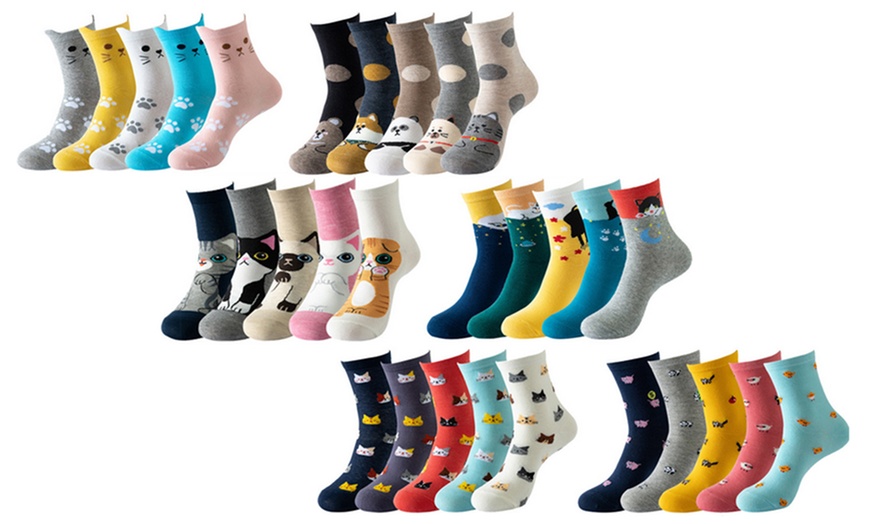 Image 1: Pack of Five Animal Socks