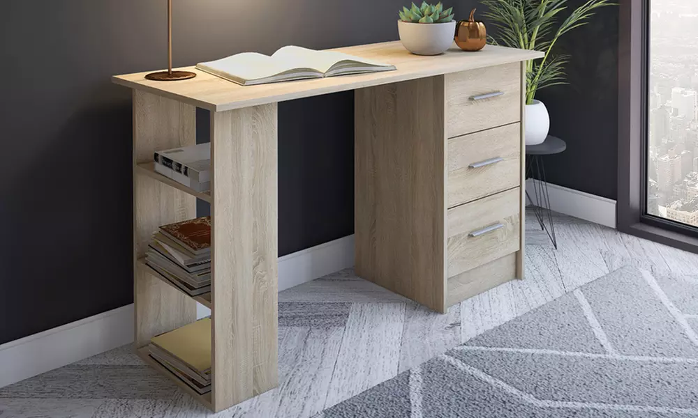 Bureau avec tiroirs et étagères de la collection "Sargas", coloris au choix et livraison offerte - Primary Image