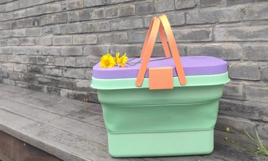 Image 9: Foldable Picnic Basket with Lid