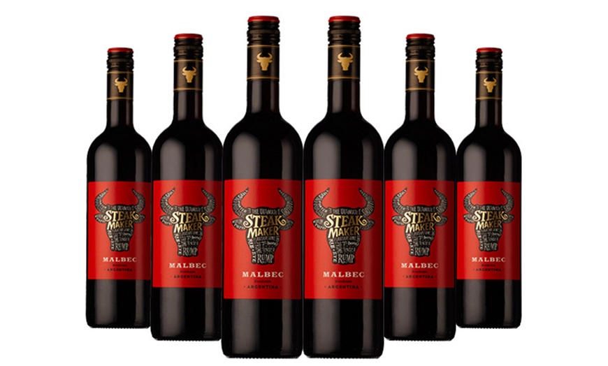 Image 1: Six Bottles of Steak Maker Malbec Red Wine 750ml