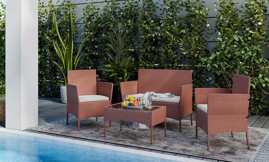 Image 13: Four Piece Rattan Effect Garden Furniture Set