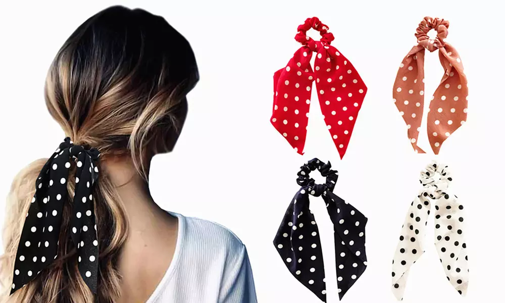 Pack de 4 chouchous élastiques à pois pour cheveux - Primary Image