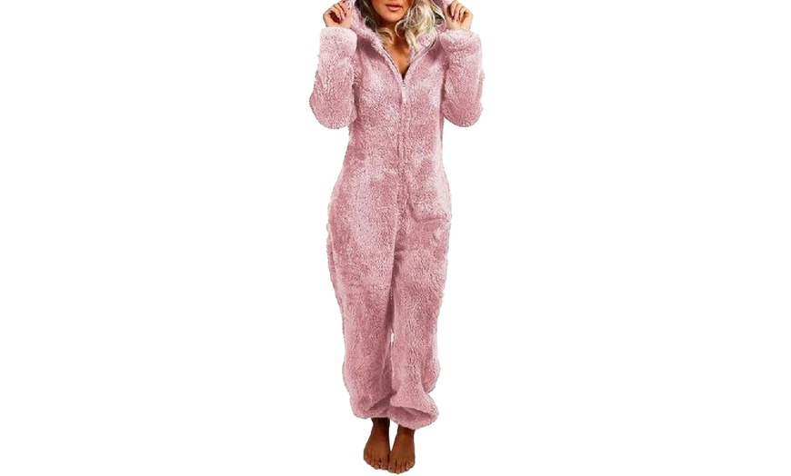 Image 8: Women's Fleece Teddy One-Piece Suit