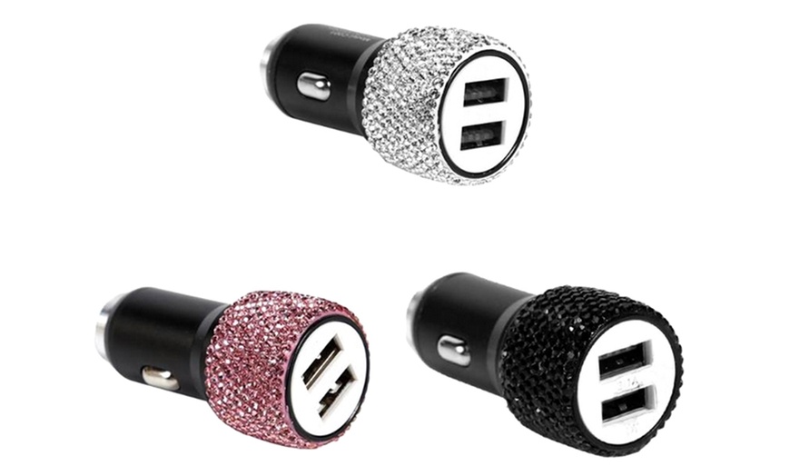 Image 2: Diamond Car Charger with Three-in-One Charging Cable