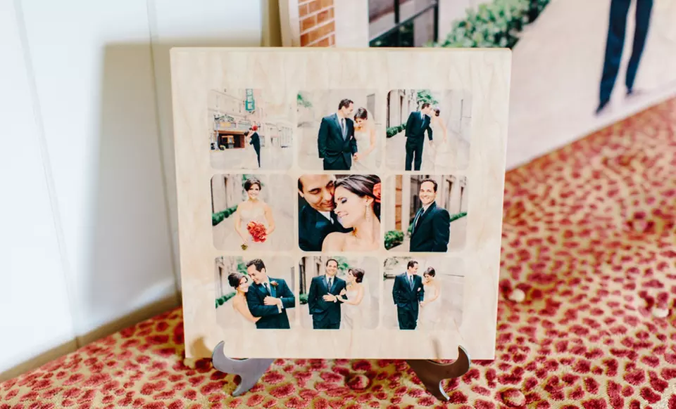 Custom Wooden Photo Collage Board from PhotoBarn; 12"x12", 16"x16", or 12"x36" from $24.99—$34.99 - Second Medium