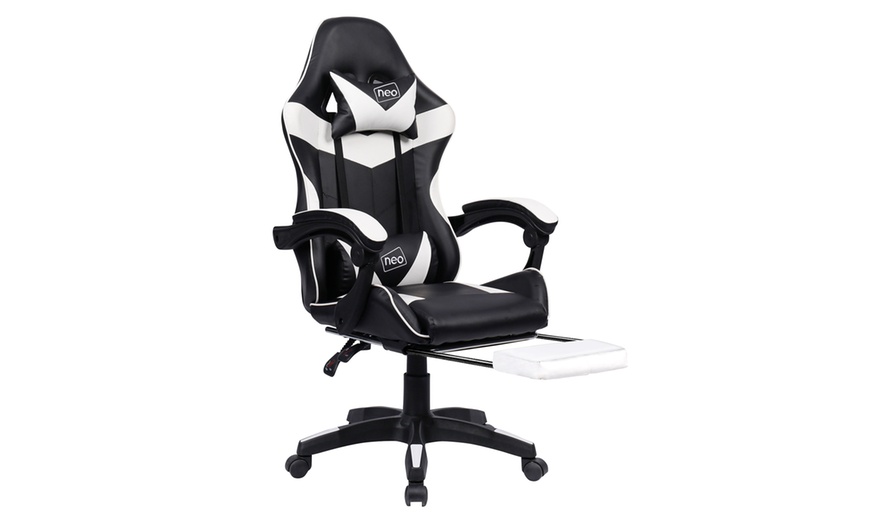 Image 2: Neo Massage Leather Gaming Chair with Footrest