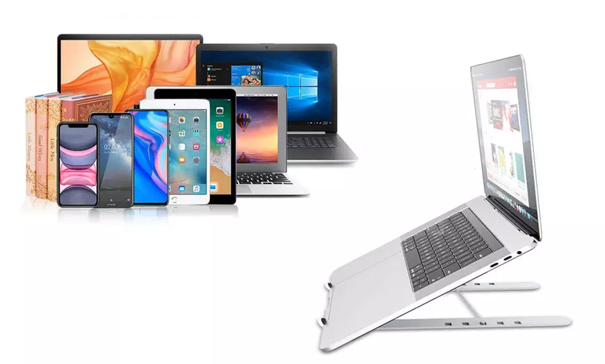 Image 10: 1 of 2 verstelbare en opvouwbare laptopstandaards