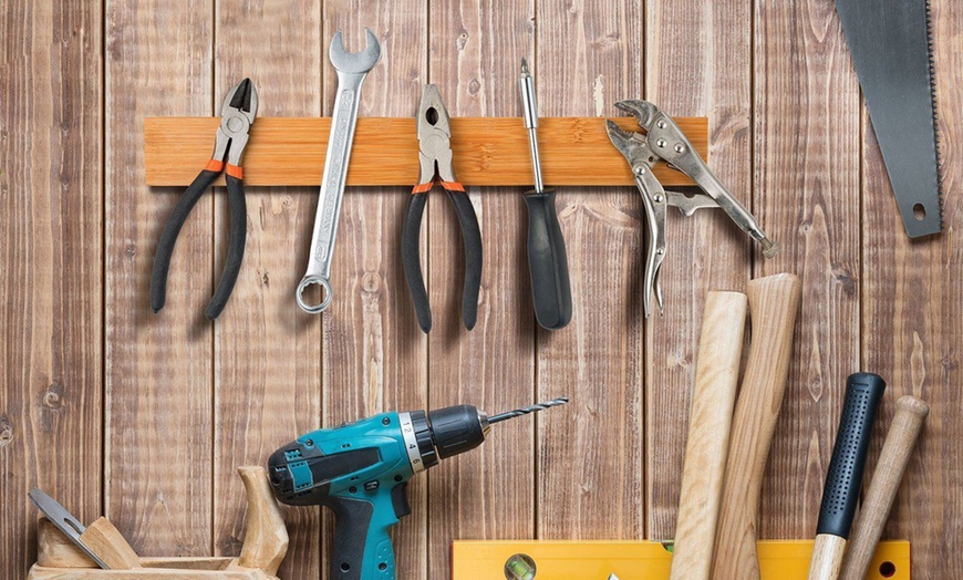 Image 3: Bamboo Magnetic Knife Holder