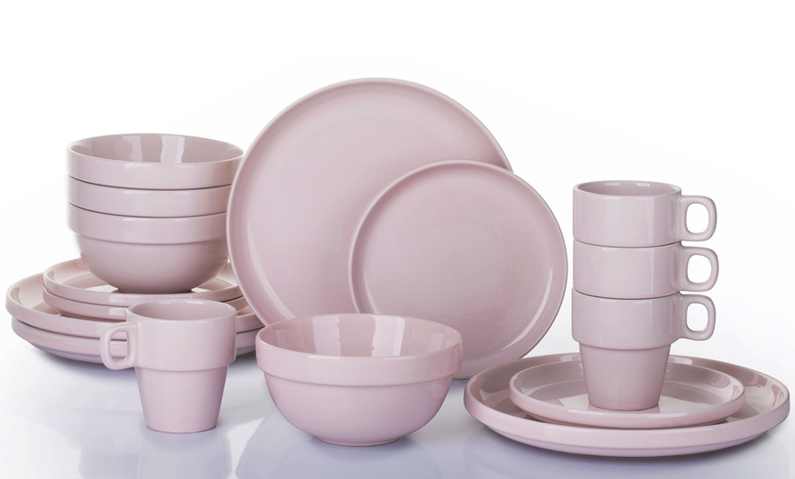 Image 3: 16-Piece Stacking Dinner Set