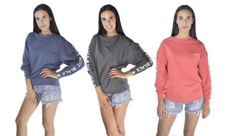 Felpa da donna a girocollo Black Dot, disponibile in 3 colori e 4 taglie