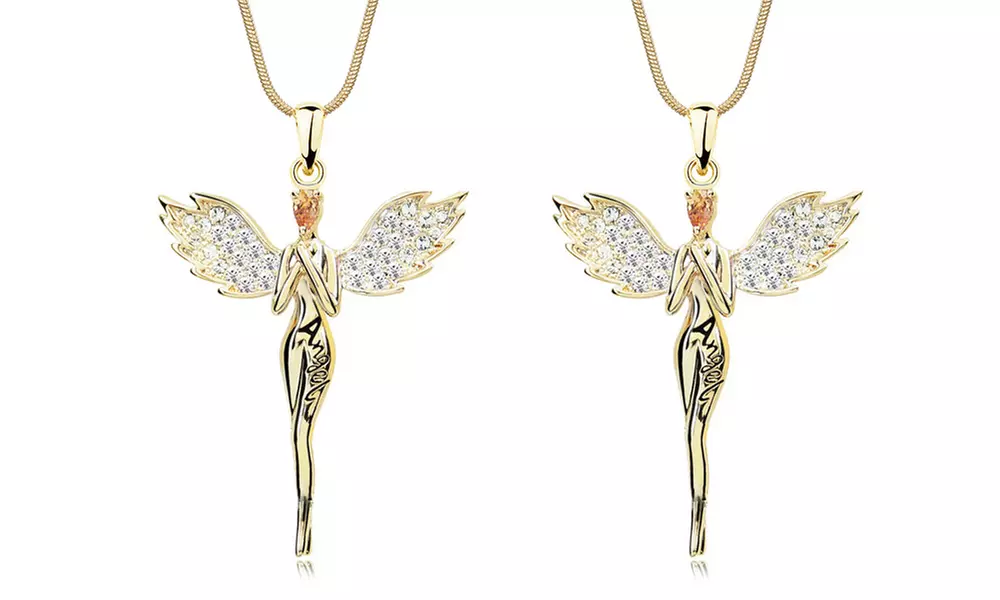 1x oder 2x Schutzengel-Halskette mit Zirkonia-Kristallen