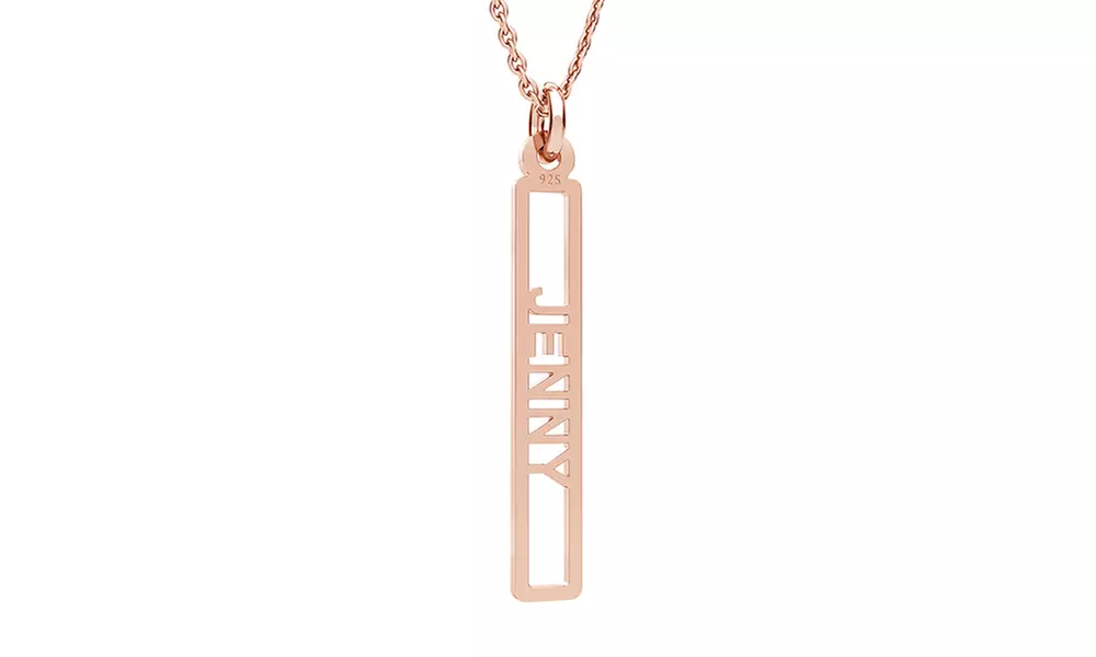 One, Two, or Three Personalized Vertical Bar Outlined Name Necklaces from Jewellshouse (Up to 88% Off) - Second Medium