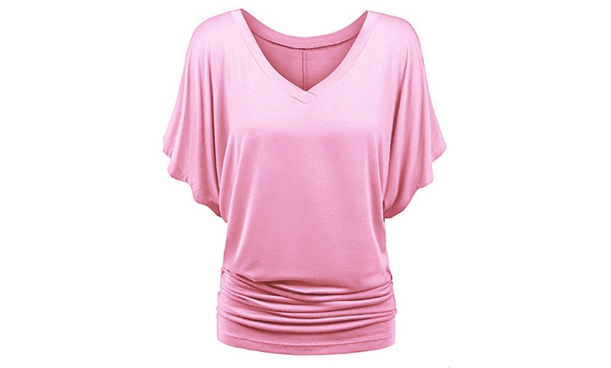 Image 9: Women‘s V-Neck Batwing Top