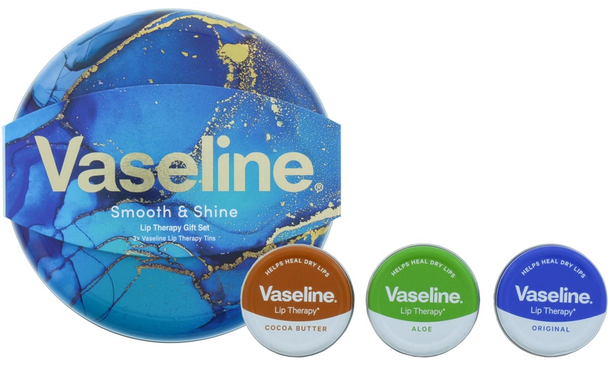 Image 1: Vaseline Original Lip Therapy Three-Piece Gift Set Two-Pack