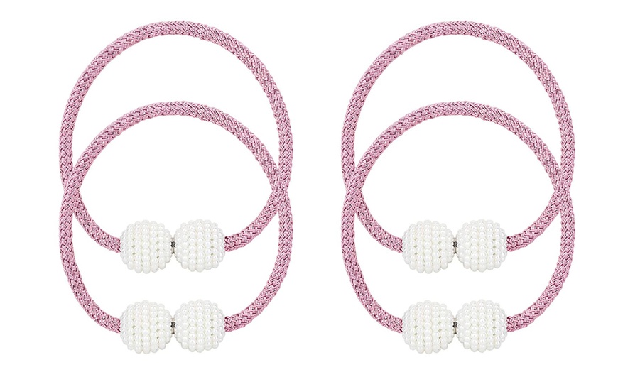 Image 12: Two or Four Magnetic Pearl Curtain Tiebacks