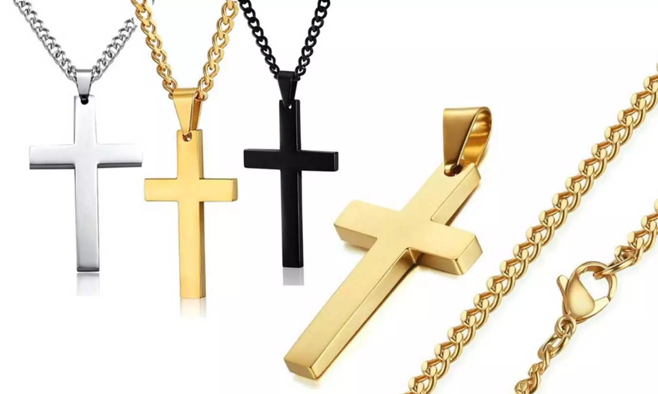 1 ou 2 colliers avec un pendentif en forme de croix fixé à une chaîne maillon - Primary Image