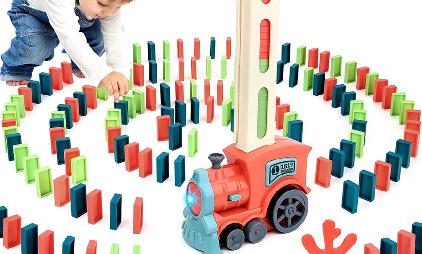 Image 1: Automatic Domino Laying Electric Train Toy Set