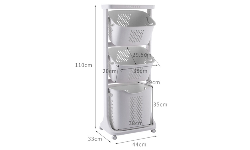 Image 6: Laundry Basket on Wheels Bathroom Storage