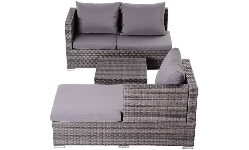 Image 4: Outsunny Three-Piece Rattan Garden Storage Sofa Set