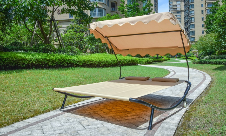 Image 2: Sun Lounger with Canopy