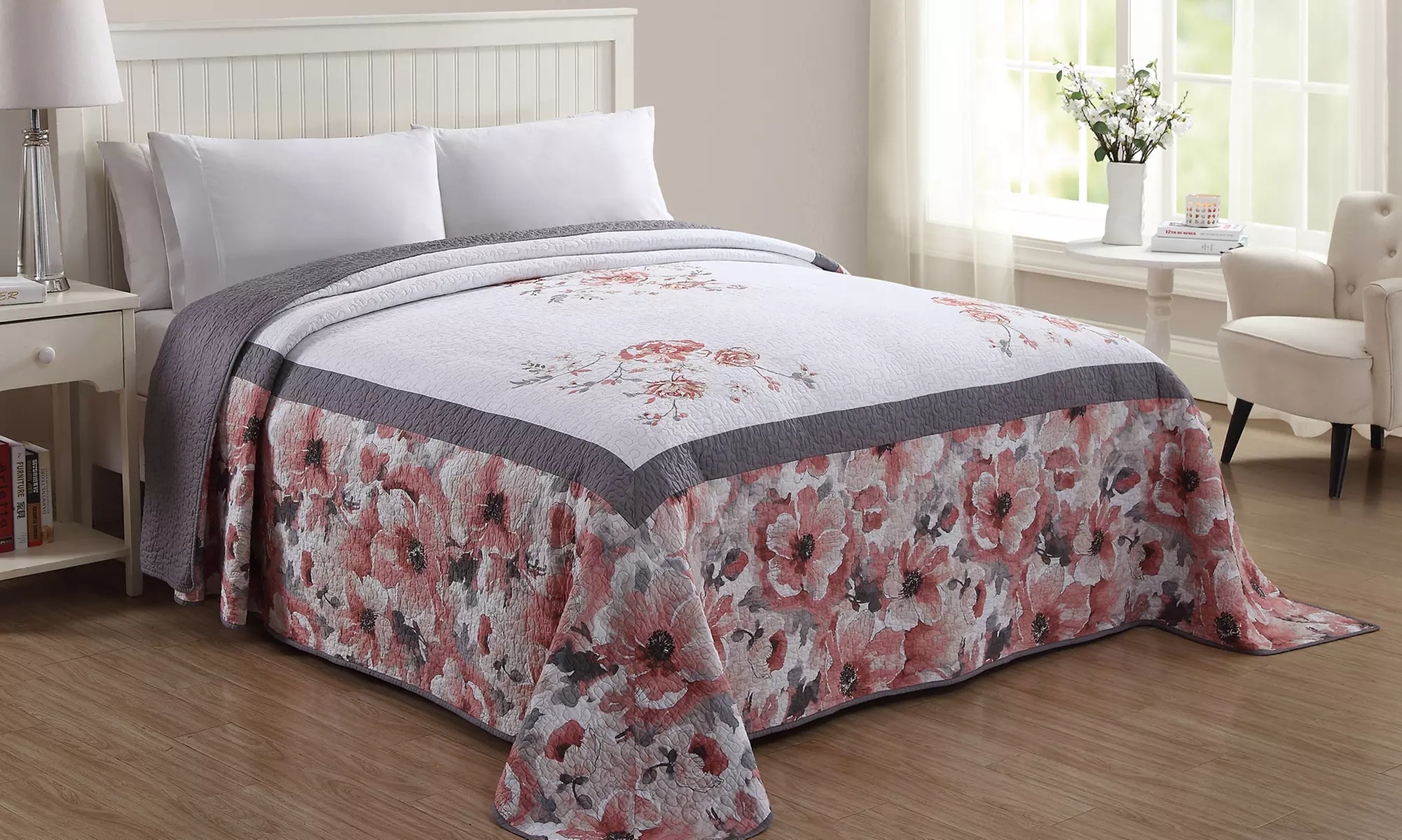 Embroidered Cotton Bedspread - Primary Image