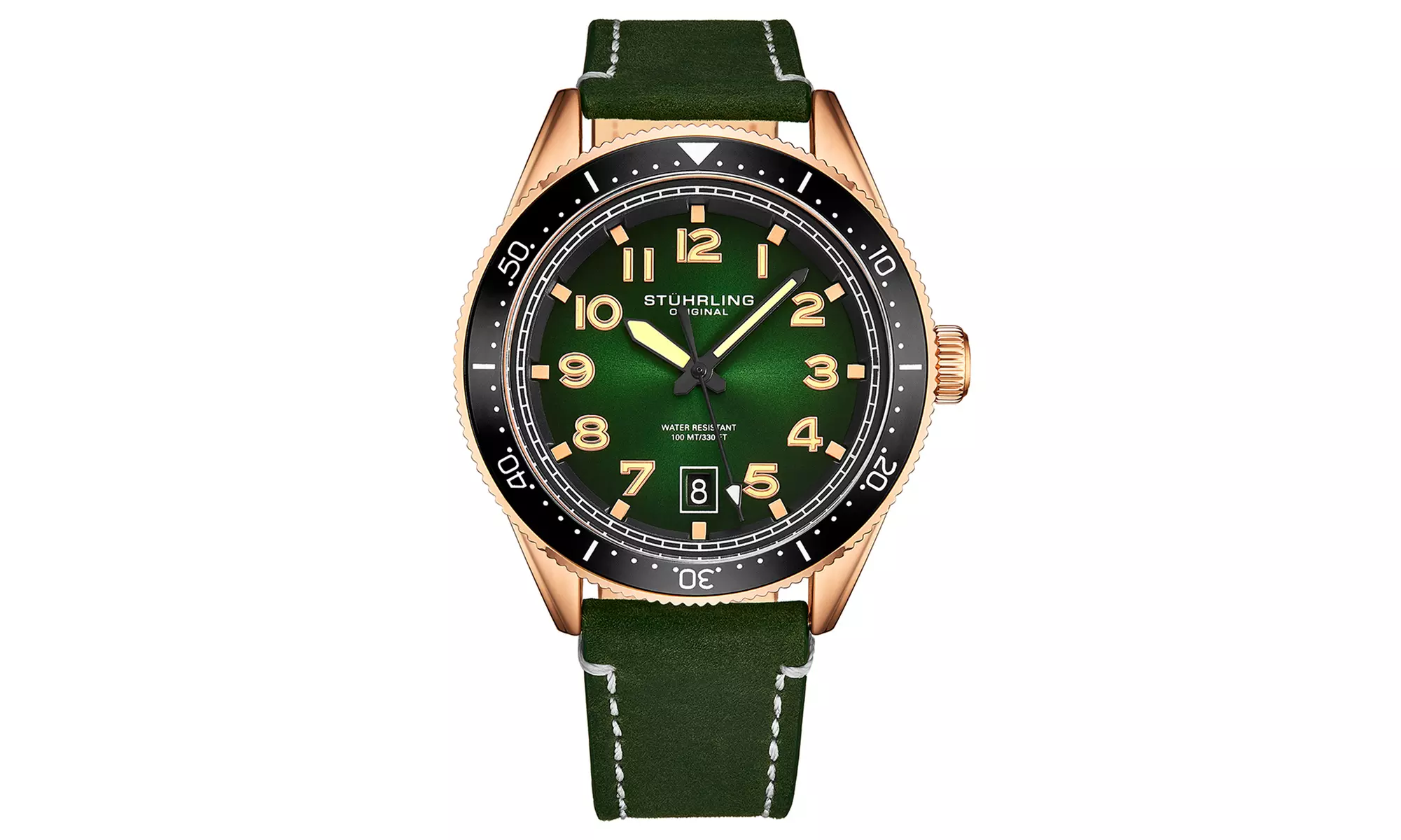 Stuhrling Men's Leather Dive Watch - Image 6