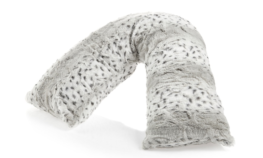 Image 3: Snow Leopard Faux Fur V Pillow or Throw