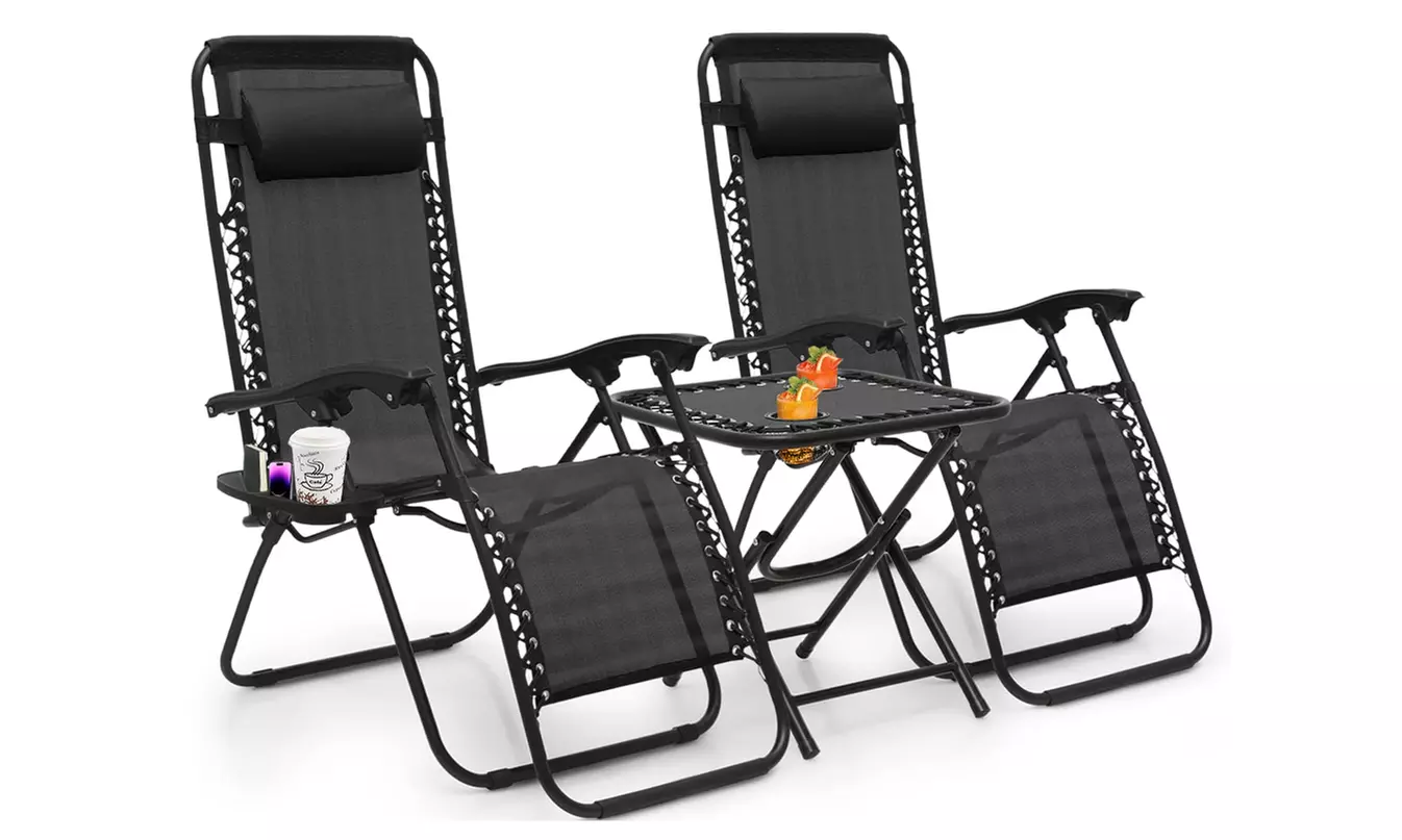 Set di 2 sedie sdraio con tavolino Bakaji