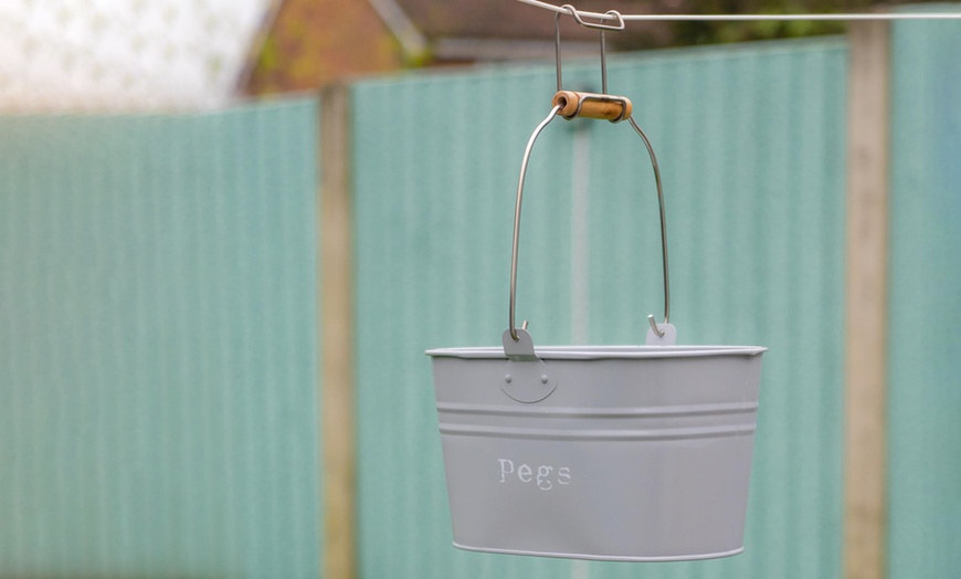 Image 9: Vintage Style Metal Clothes Peg Bucket