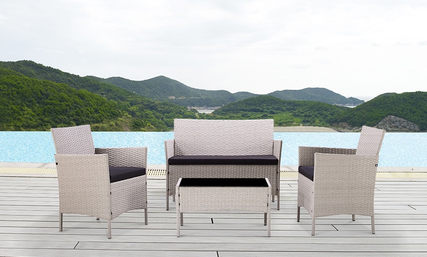 Image 25: 4-Piece Rattan-Effect Lounge Set