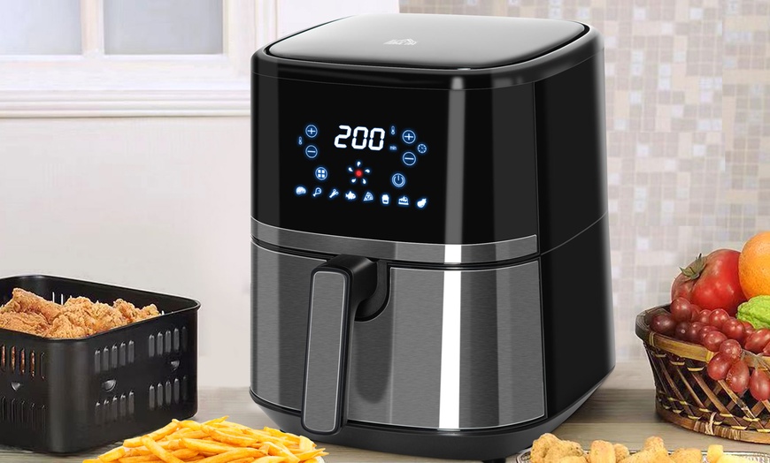 Image 1: HomCom 4.5L Air Fryer Oven with Digital Display