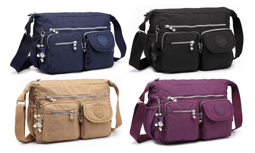 Image 1: Multi-Compartment Crossbody Bag