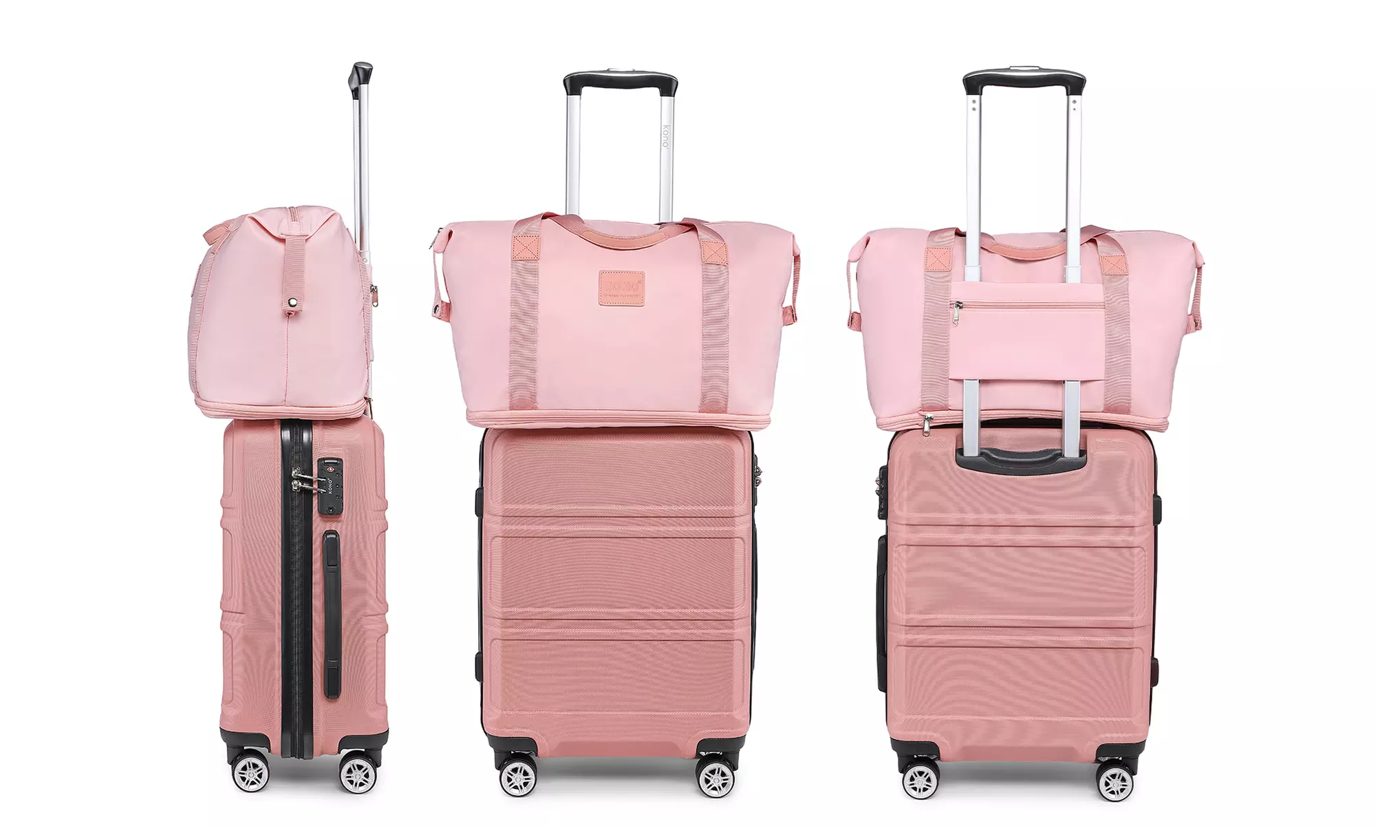 1x, 2x, 3x oder 4x KONO Hartschalen-Koffer- und Reisetaschen-Set in Rosa/Beige in der Größe nach Wahl