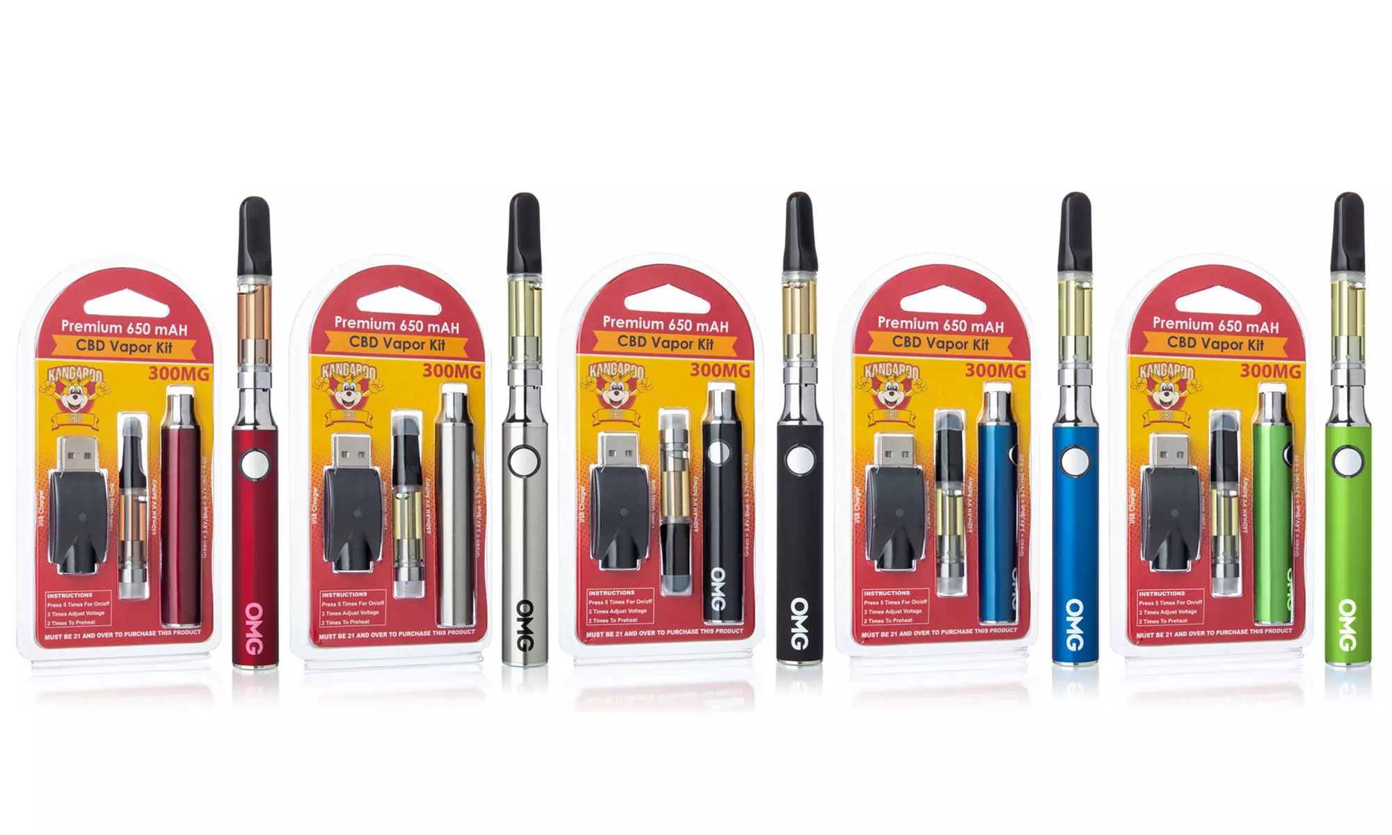 Premium 3-in-1 Vape Starter Kit with 300Mg Prefilled CBD Cartridge from Kangaroo CBD - Primary Image
