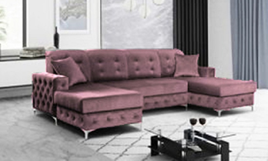 Image 10: Plush Velvet Sofa Bed